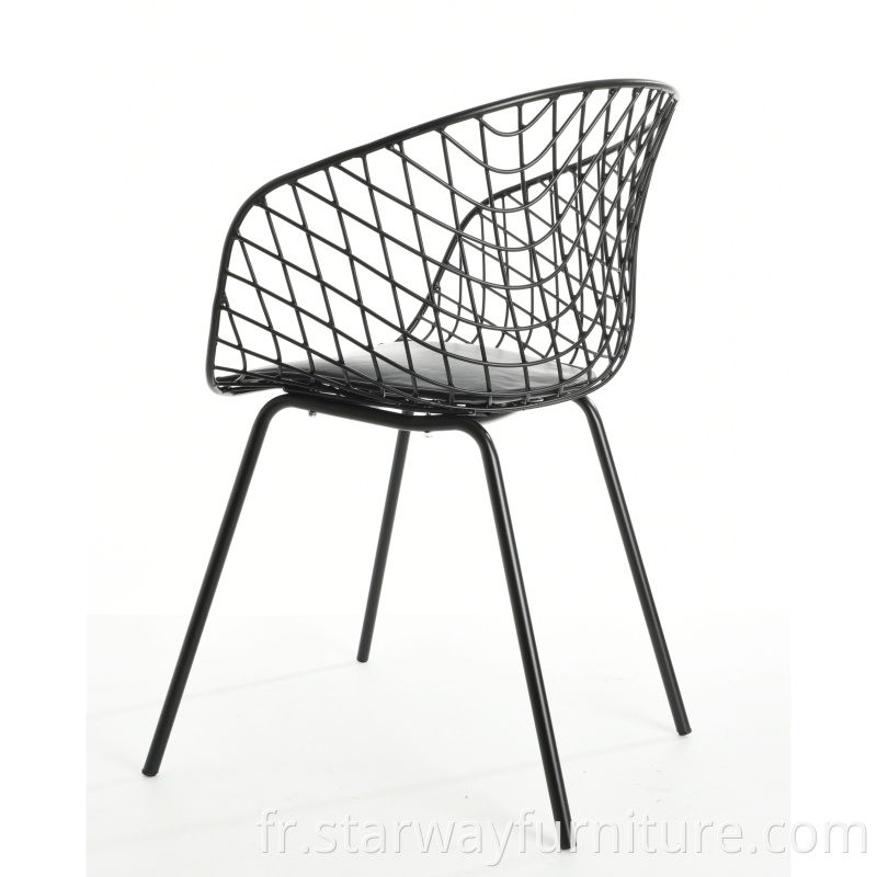 Fauteuil de salle à manger en métal avec coussin en cuir et chaise de restaurant en gros